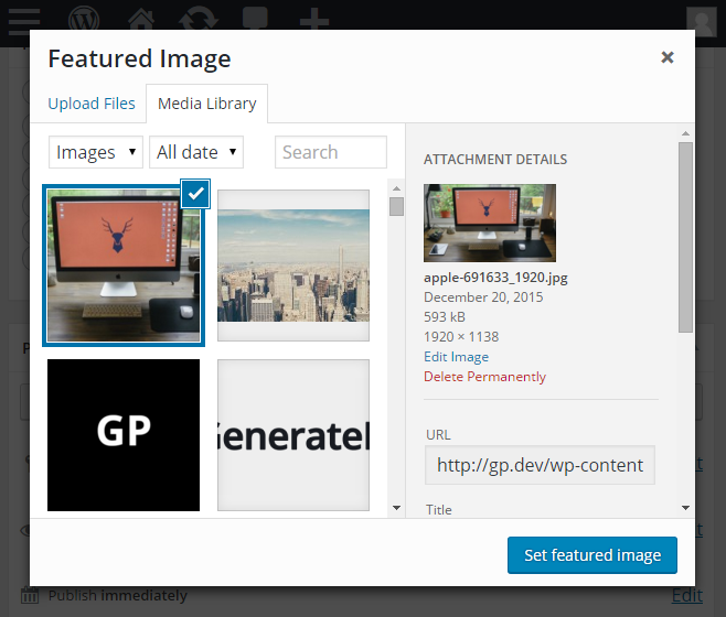 Set WordPress Featured Image