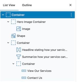 List View of Services 2.0 Starter Site Hero Section