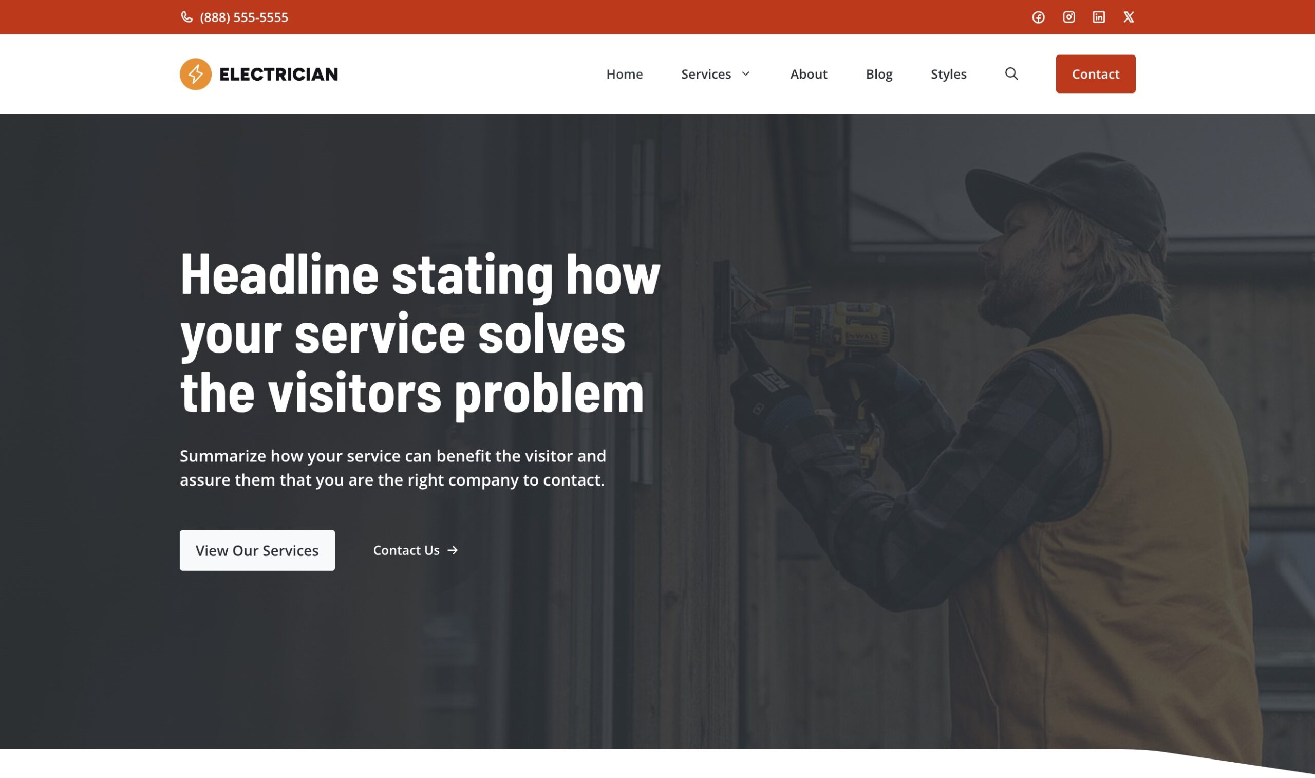 Electrician Starter Site Home Page