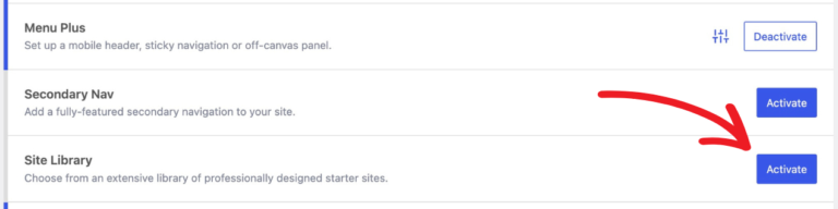 site-library-activate Activate the GeneratePress Site Library