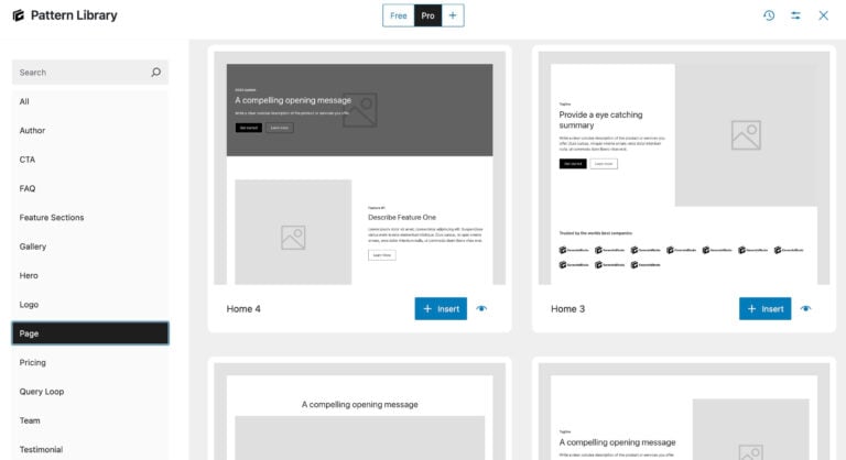 Pattern Library Page Home 4