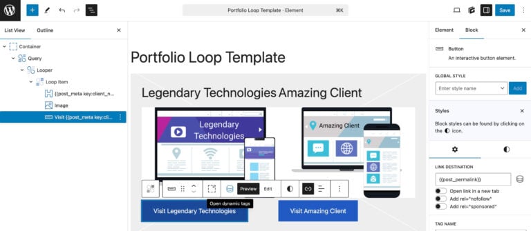 loop-button-link Query Loop Button Link