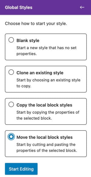 move local block styles