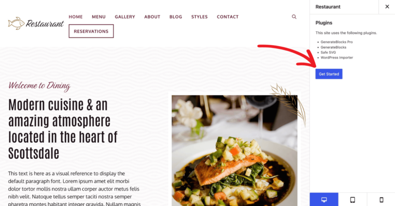 site-library-restaurant-get-started Starter Site Restaurant Import Get Started