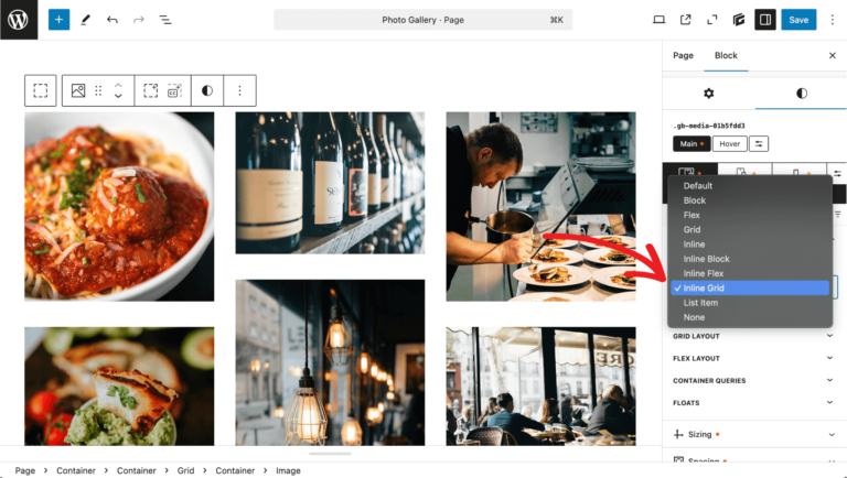 inline-grid inline grid layout option