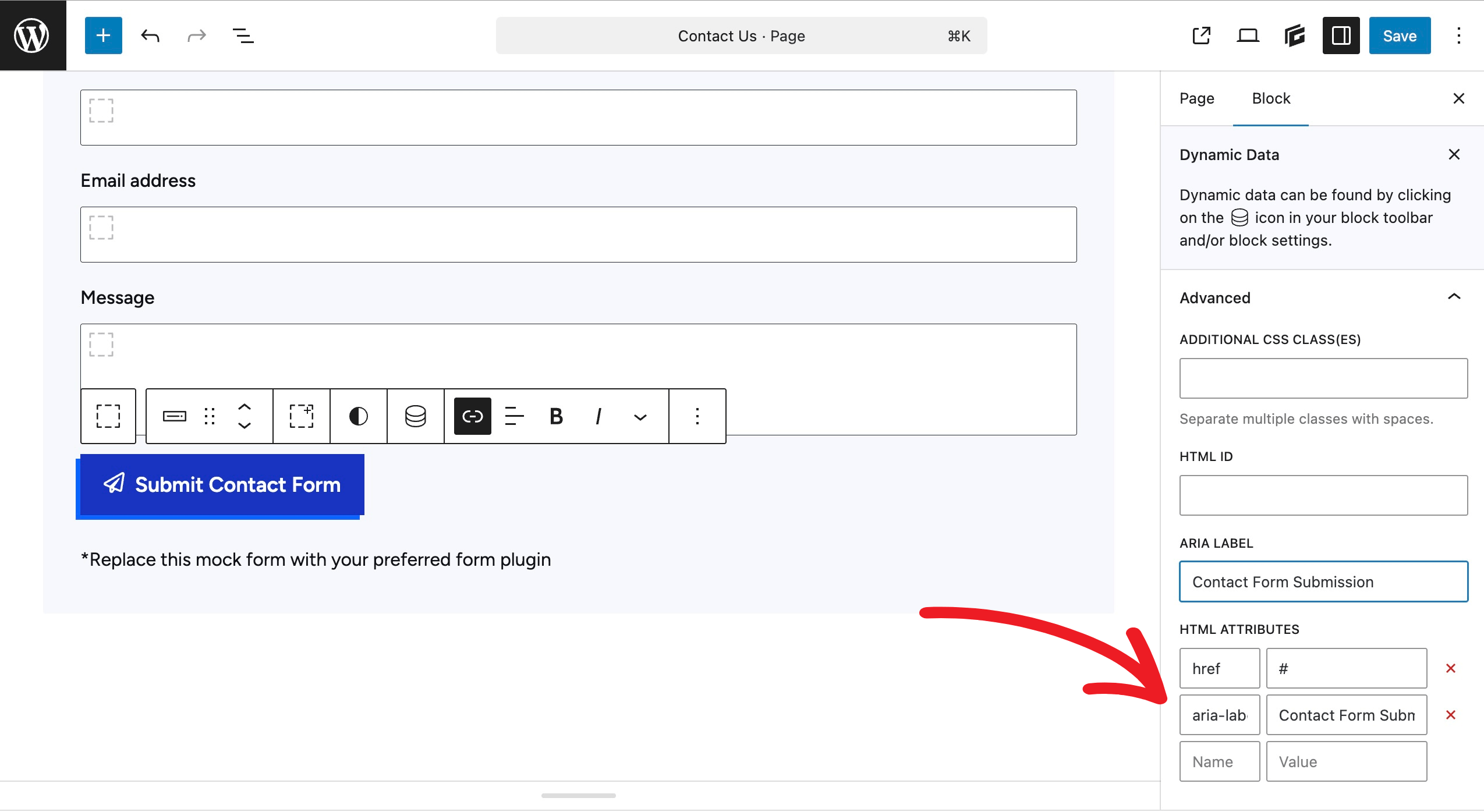 button-aria-label button aria label under advanced tab for GenerateBlocks Button