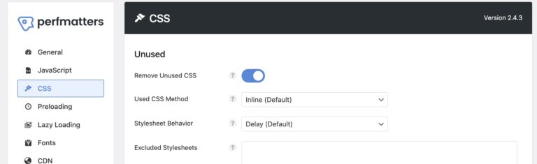 perfmatters-css Perfmatters CSS Settings