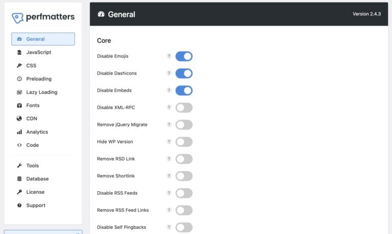 perfmatters-general Perfmatters general settings