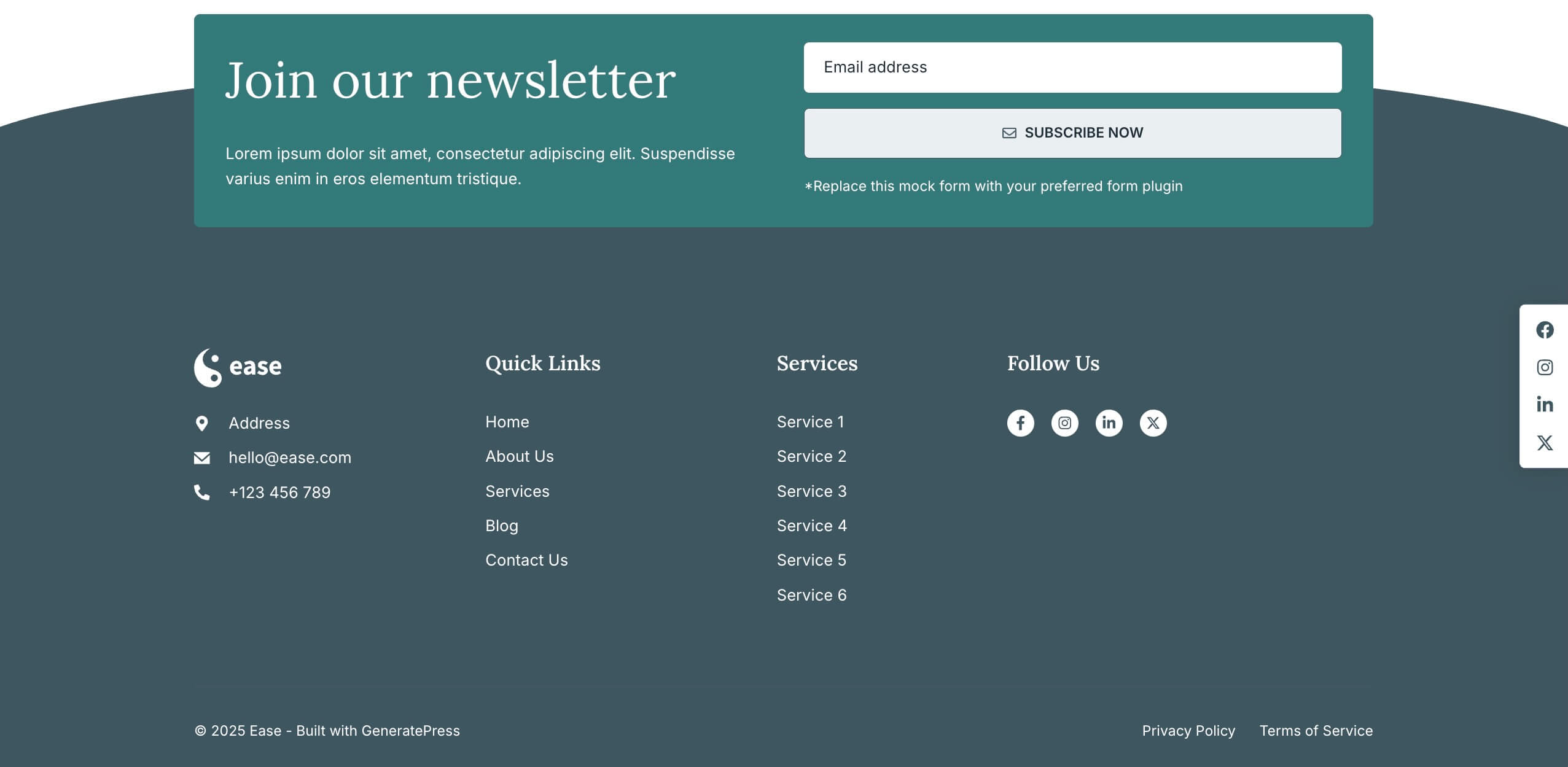 ease-footer Ease Starter Site Footer