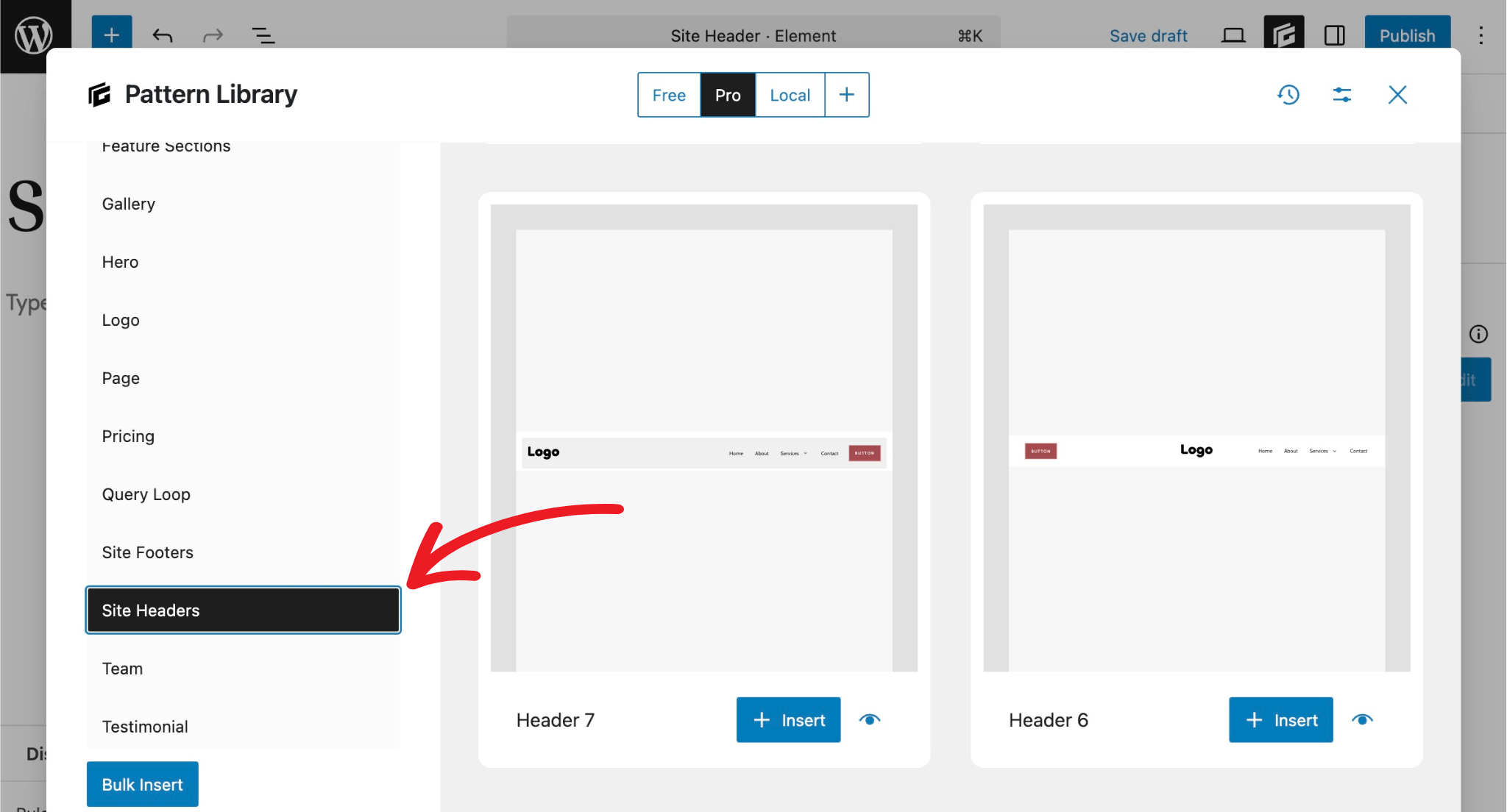 Pattern Library Site Headers