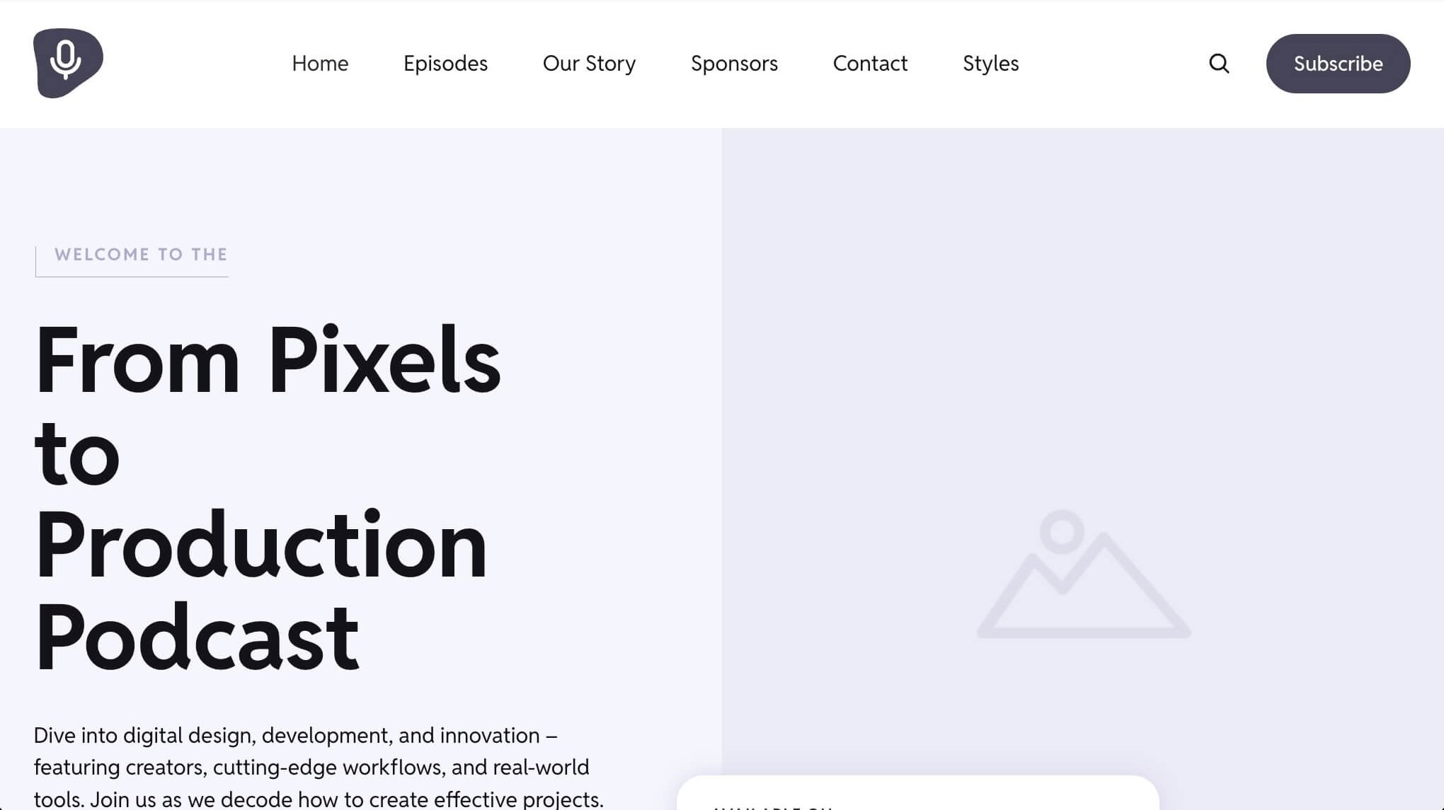 Podcast Starter Site Home Page Hero Area