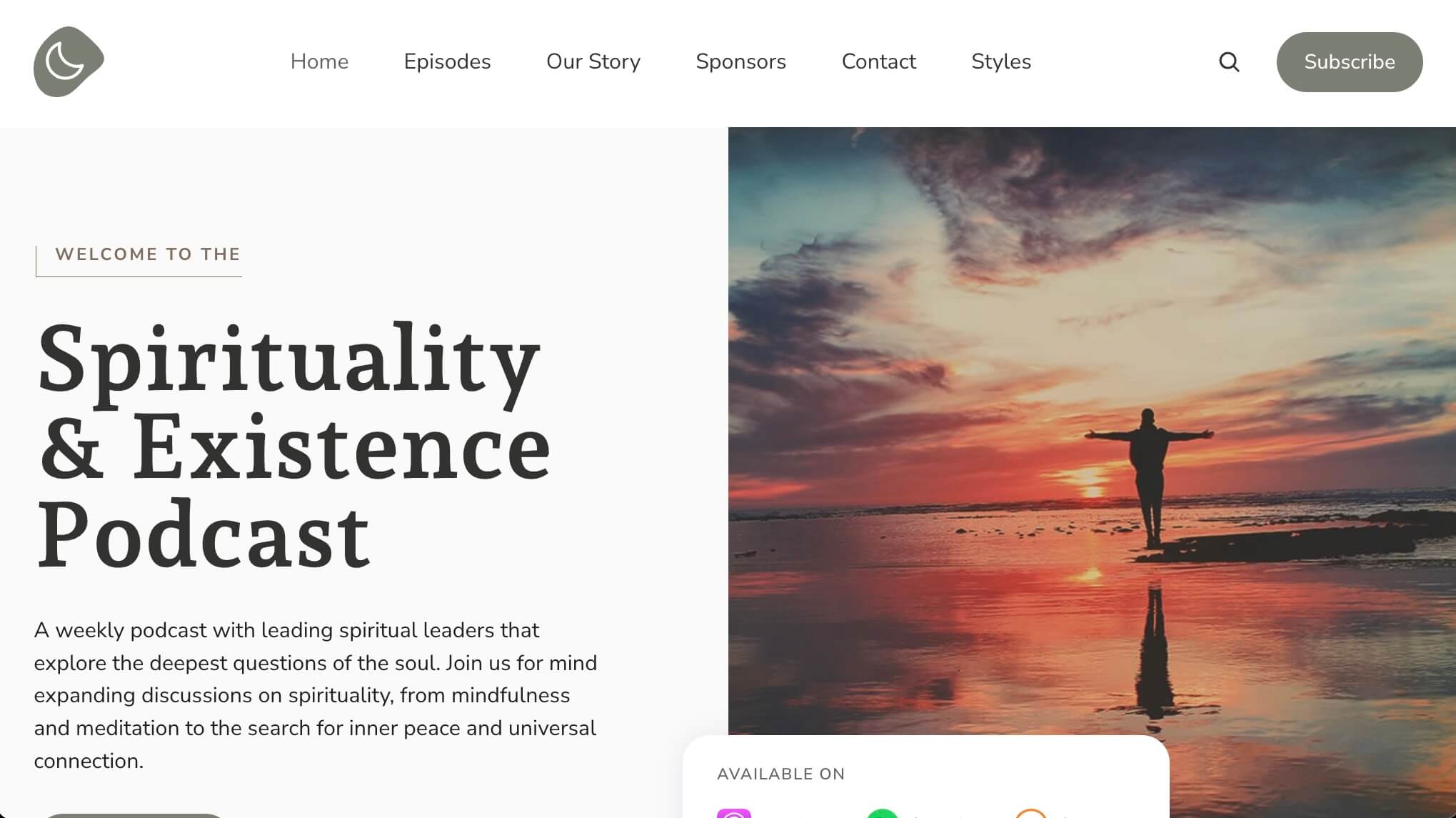 Spirit Podcast Starter Site Home Page Hero Area