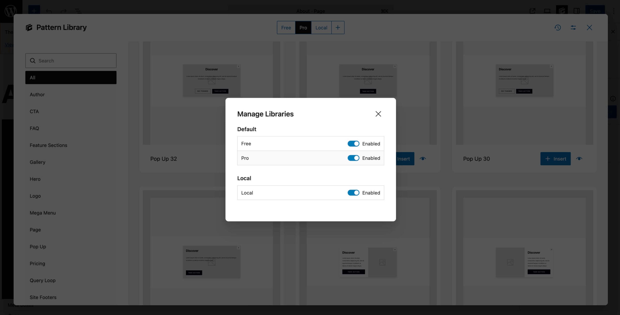 Manage Libraries in the GenerateBlocks Pattern Library