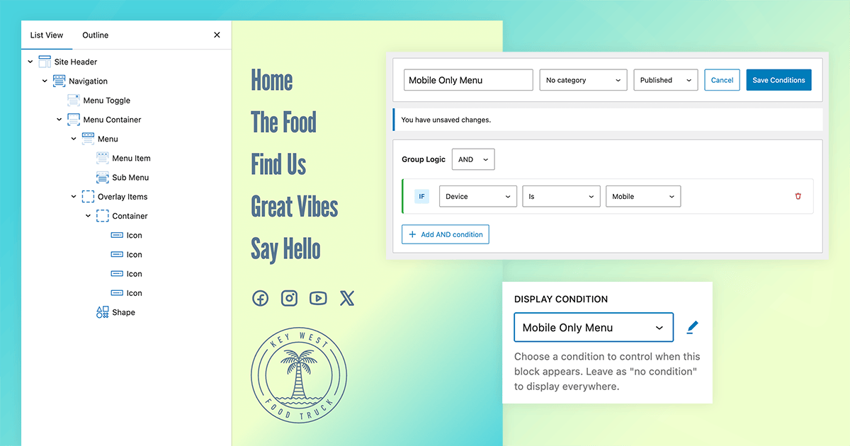 GenerateBlocks Conditions Mobile Menu