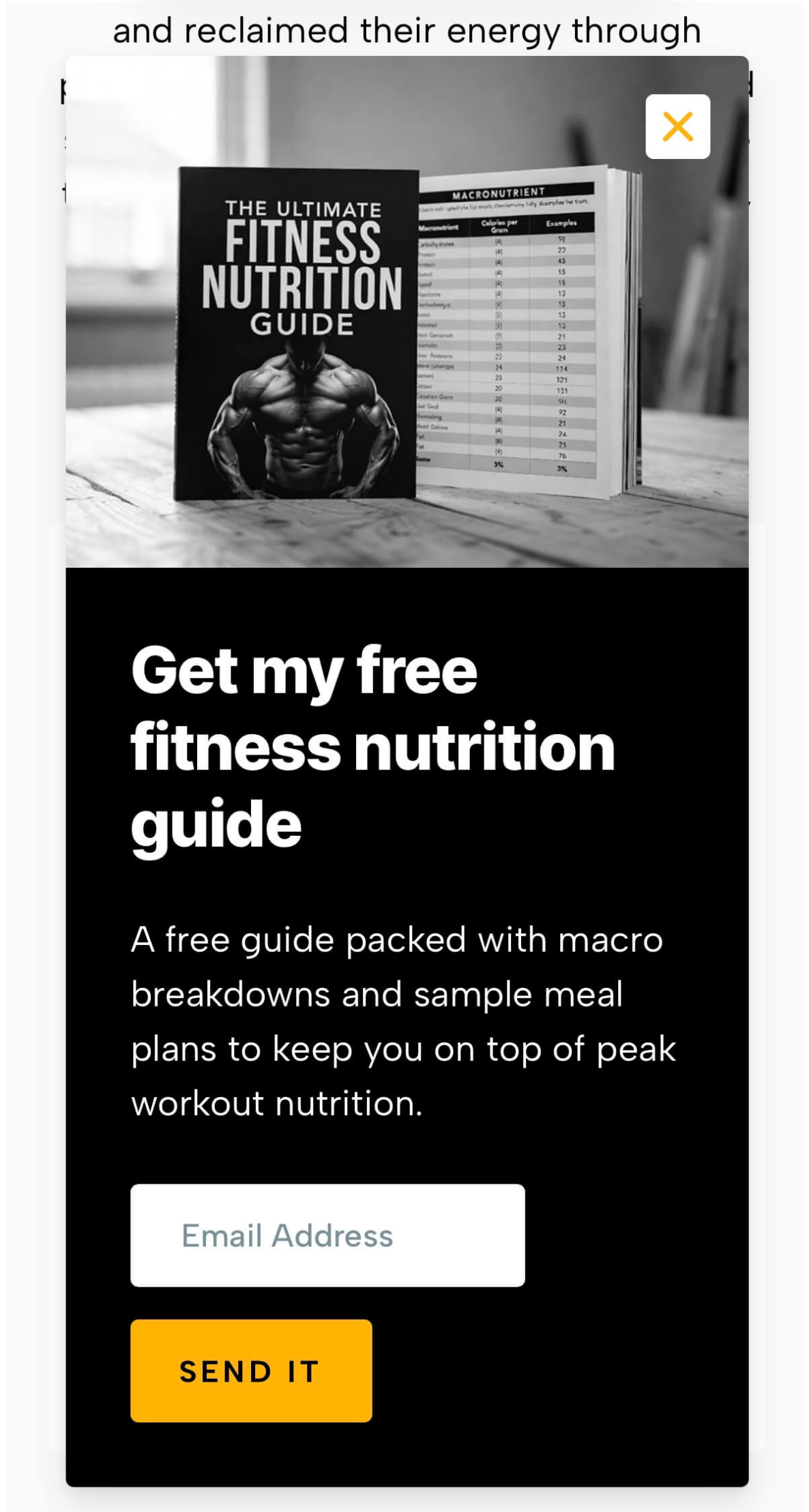 trainer starter site mobile popup overlay view