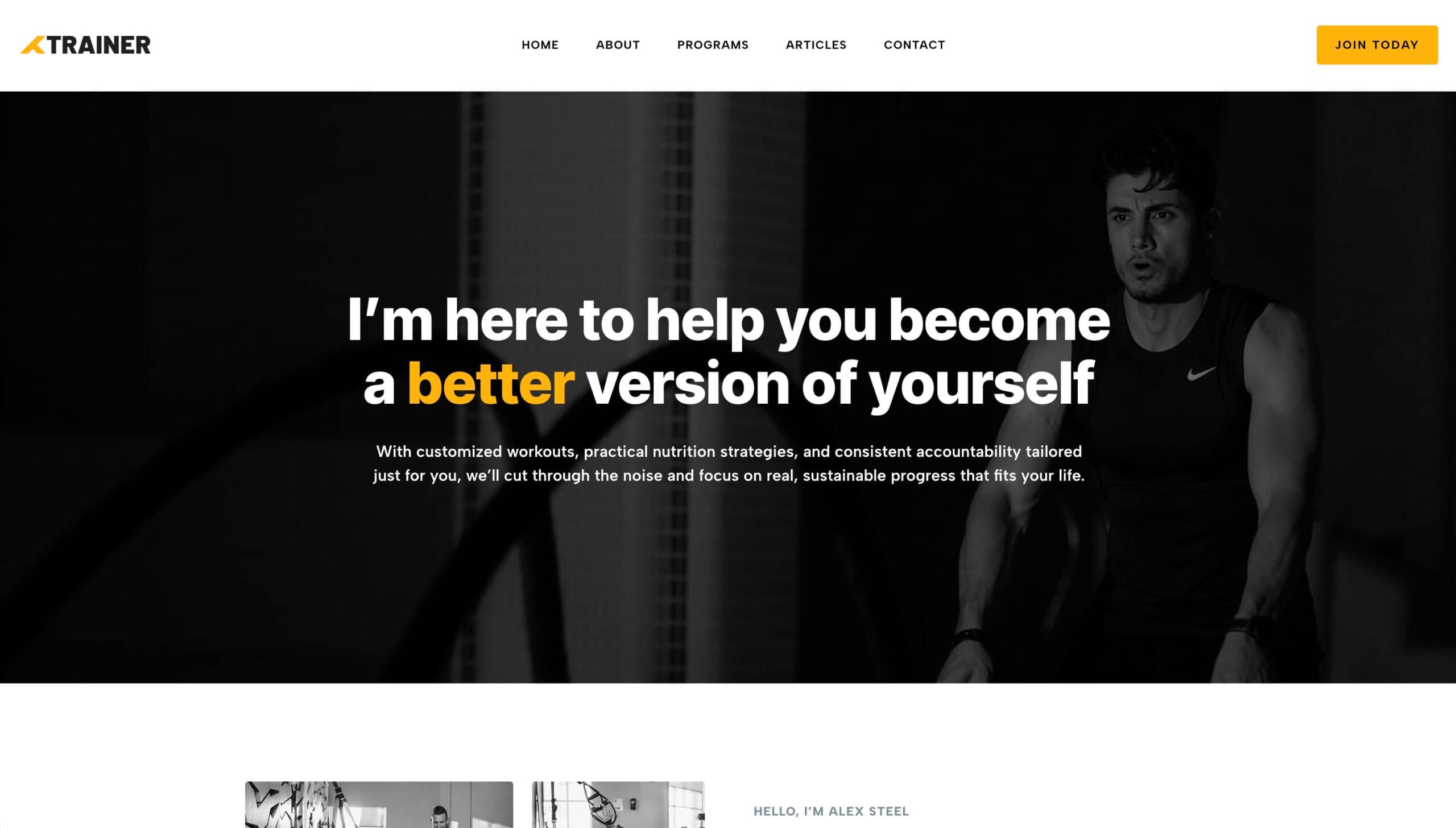 Trainer Starter Site Desktop Hero View