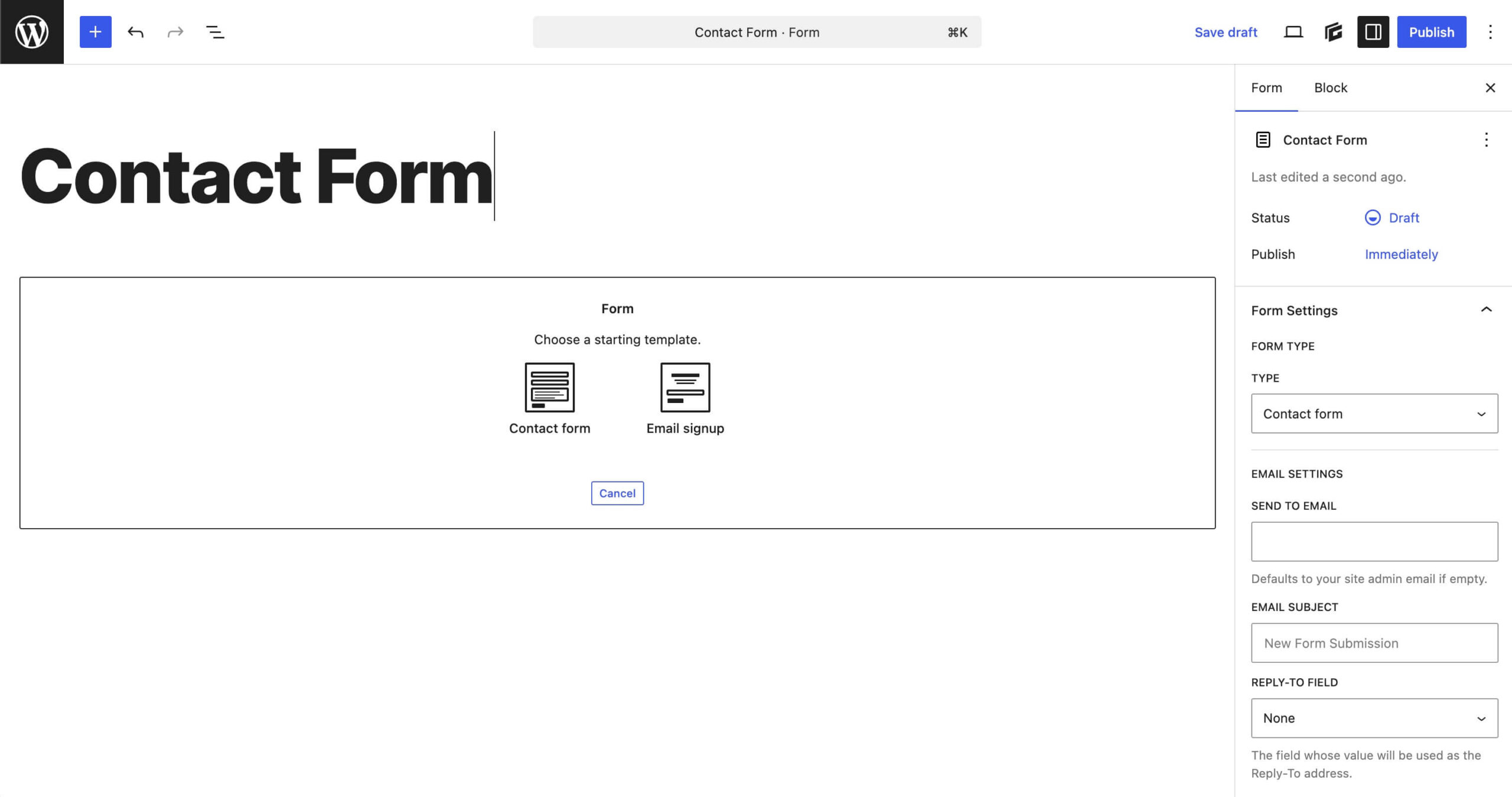 Getting started with forms, choose your form type first