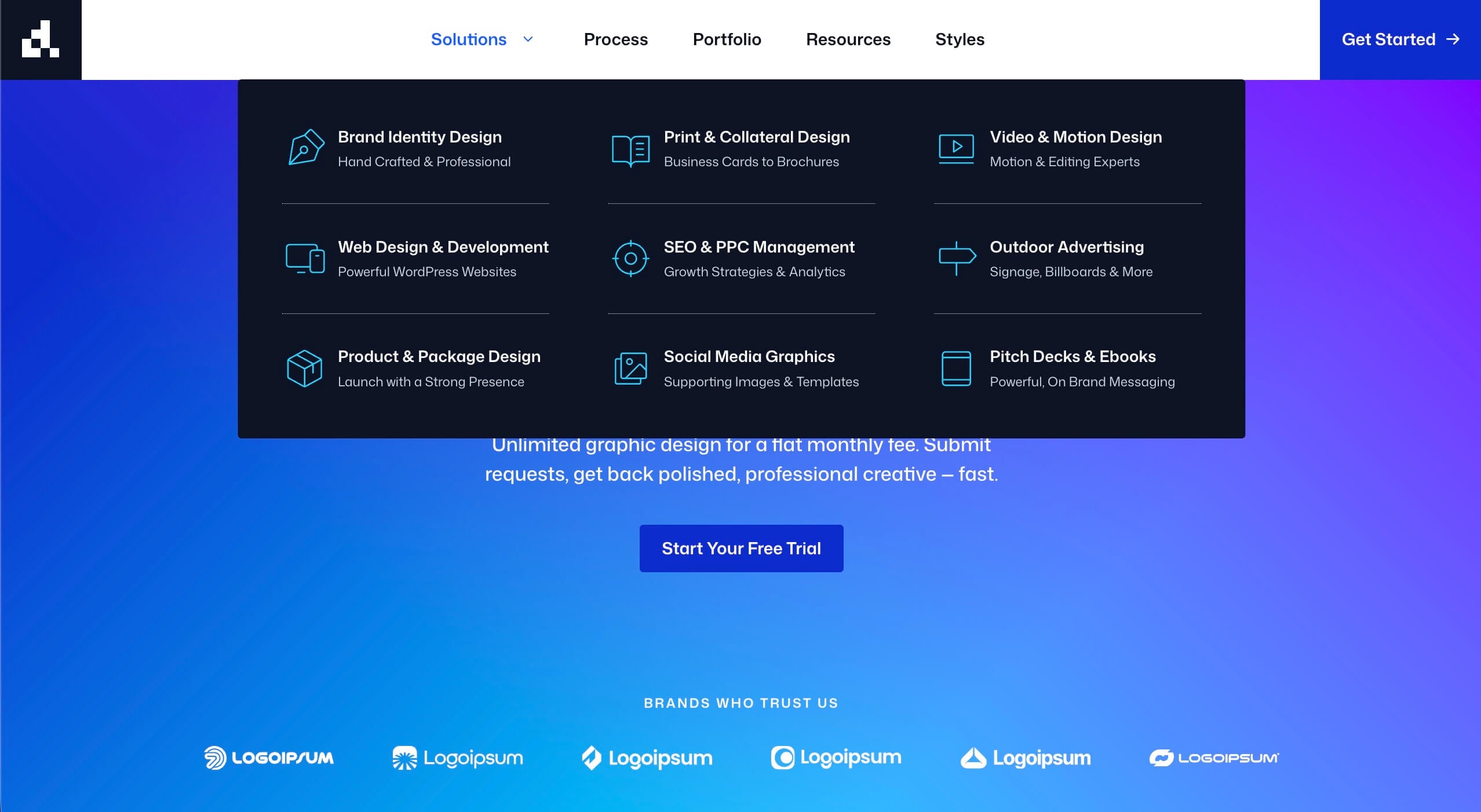 Designer Starter Site Mega Menu