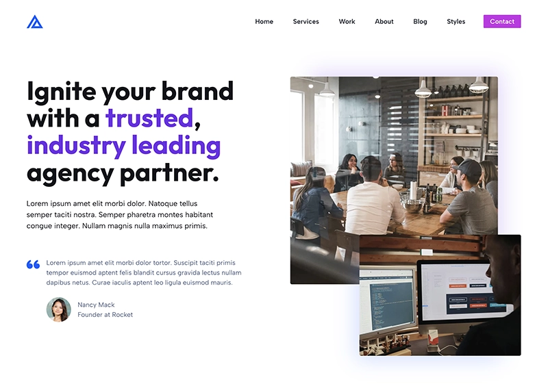 Page hero from the GeneratePress starter site Affinity