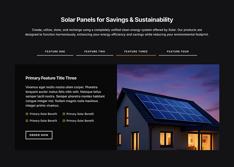 Tabs section from the GeneratePress starter site Supernova