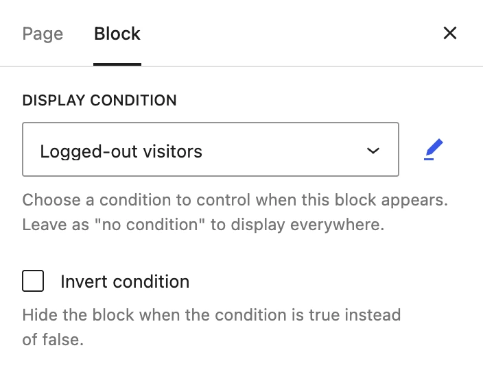 The call to action’s display condition: shown only to logged-out visitors