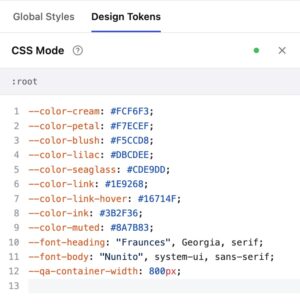 CSS Mode in Design Tokens