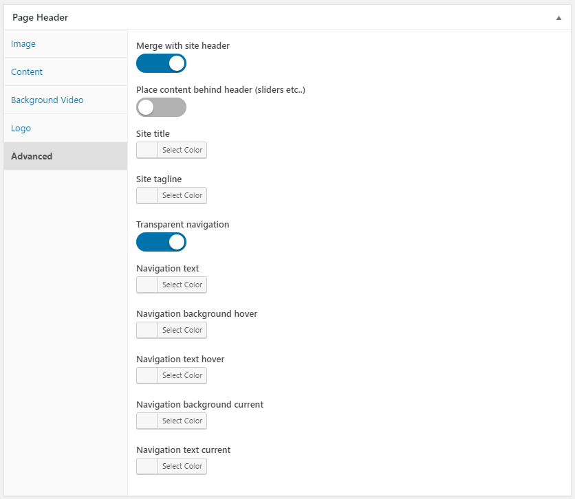 Advanced Page Header Settings